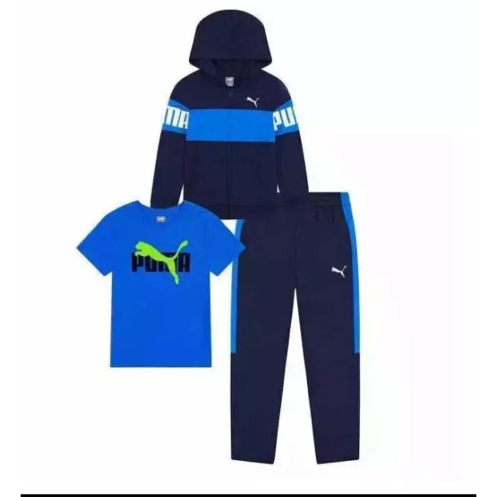Puma Toddler Boys' 3-Piece Tracksuit Set Size 3T Blue & Navy - Picture 11 of 11